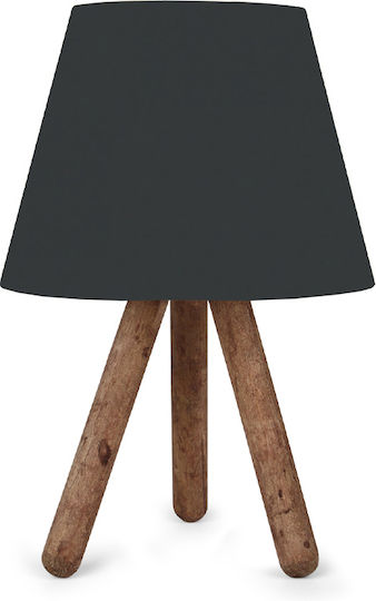 Megapap Lander Wood Table Lamp for Socket E27 with Black Shade and Brown Base