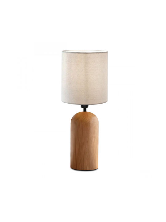 Megapap Cora Wood Table Lamp for Socket E14 with Beige Shade and Base