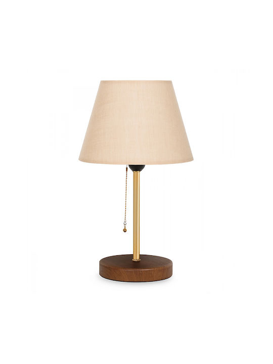 Megapap Tipton Metal Table Lamp for Socket E27 with Beige Shade and Gold Base