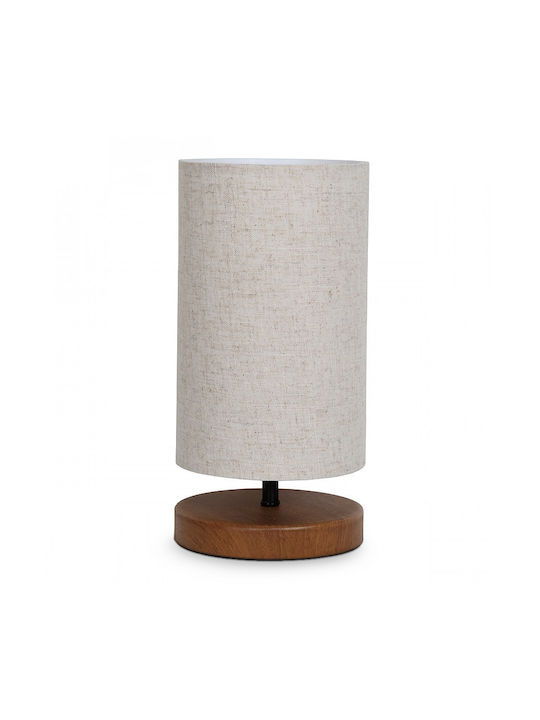Megapap Winkler Wood Table Lamp for Socket E14 with Gray Shade and Brown Base