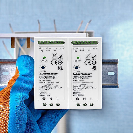 Qoltec Τροφοδοτικό Ράγας UPS με Ισχύ 40W
