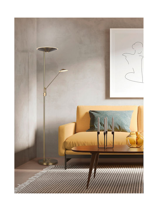Trio Lighting Brantford LED Φωτιστικό Δαπέδου Υ180xΜ30εκ. με Ρυθμιζόμενο Λευκό Φως 3500lm Χάλκινο