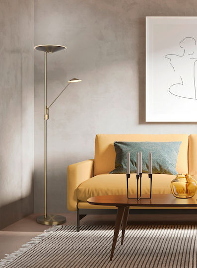 Trio Lighting Brantford LED Floor Lamp H180xW30cm. with Adjustable White Light 3500lm Copper