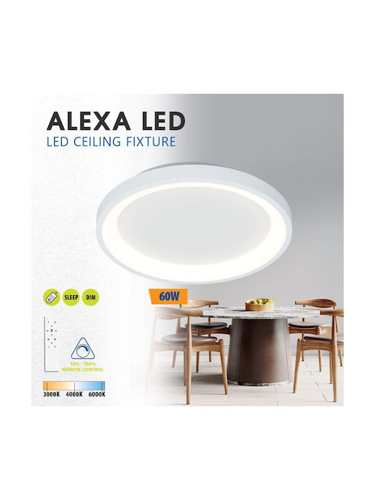 Πλαφονιέρα Οροφής Alexa-c Led 60w Cct 3290lm 230v Dim Φ40 Λευκο 5251