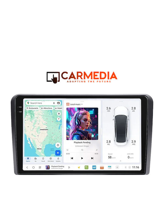 Carmedia Car Audio System for Fiat Panda 2003-2012 (Bluetooth/USB/AUX/WiFi/GPS/Apple-Carplay/Android-Auto) with Touch Screen 9.5"