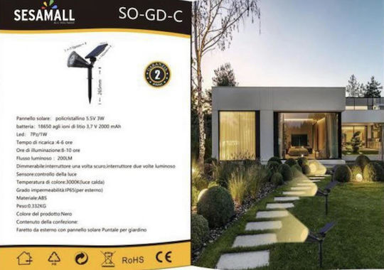 Universo Illuminazione Spiked Solar Light 3W 200lm with Warm White Light 3000K IP65