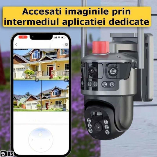 T2402 IP Quad Cameră de Supraveghere Wi-Fi/4G 12MP Impermeabilă cu Baterie cu Comunicare Bidirecțională