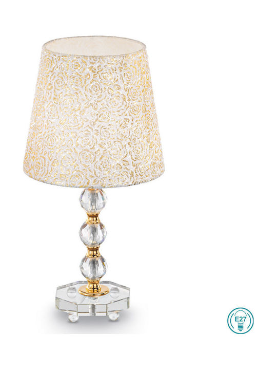 Ideal Lux Metal Table Lamp for Socket E27 with Beige Shade and Silver Base