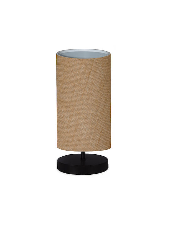 Megapap Huls Wood Table Lamp for Socket E14 with Brown Shade and Black Base