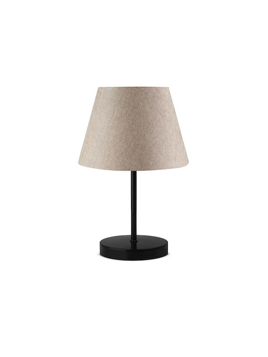 GloboStar Lara Metal Table Lamp for Socket E27 with Beige Shade and Black Base