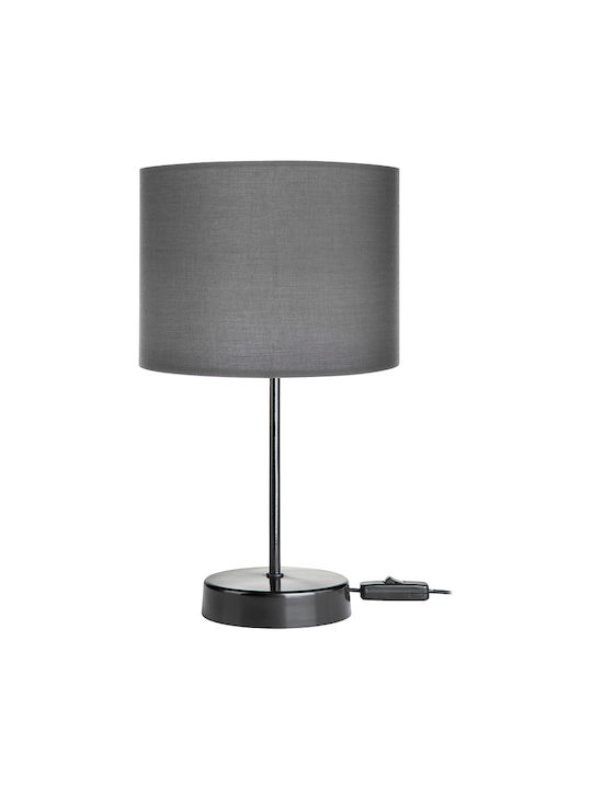 Pakketo PWL-1183 Fabric Table Lamp for Socket E27 with Gray Shade and Black Base