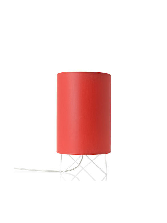 Veis Fabric Table Lamp for Socket E14 with Red Shade and White Base