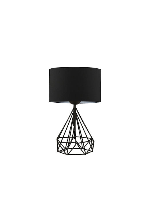 GloboStar Diamond Metal Table Lamp for Socket E27 with Black Shade and Base
