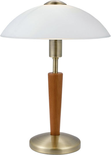 Eglo Lemn Vintage Lampă de masă pentru Soclu E14 cu Abajur Alb și Bază Maro