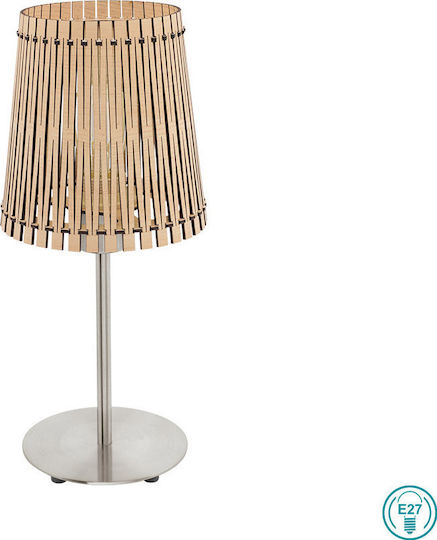 Eglo Metal Table Lamp for Socket E27 with Beige Shade and Silver Base
