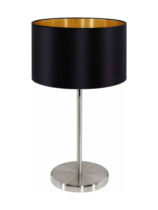 Eglo Metal Table Lamp for Socket E27 with Black Shade and Silver Base