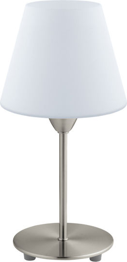 Eglo Metal Table Lamp for Socket E14 with White Shade and Silver Base