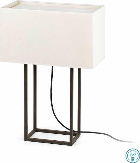 Faro Barcelona Metal Table Lamp for Socket E27 with White Shade and Black Base