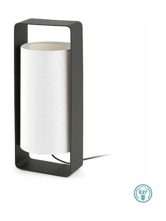 Faro Barcelona Metal Table Lamp for Socket E27 with White Shade and Black Base