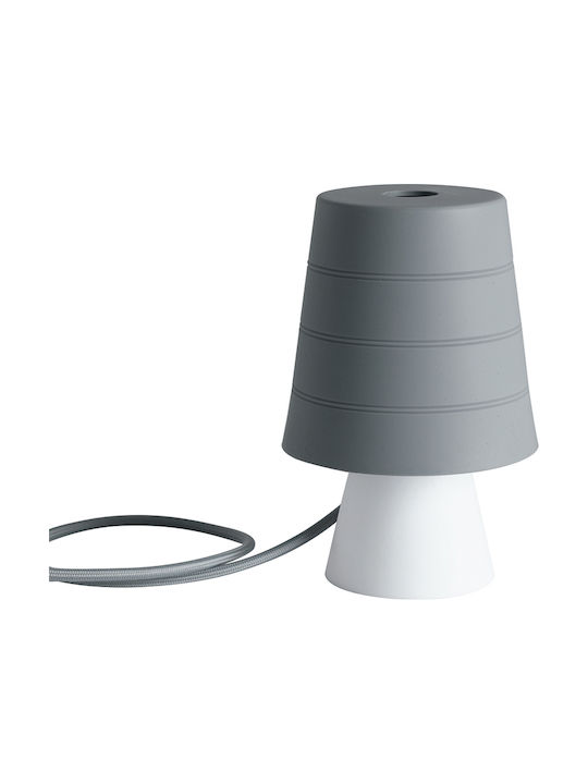 Fan Europe Plastic Table Lamp for Socket E14 with Gray Shade and White Base