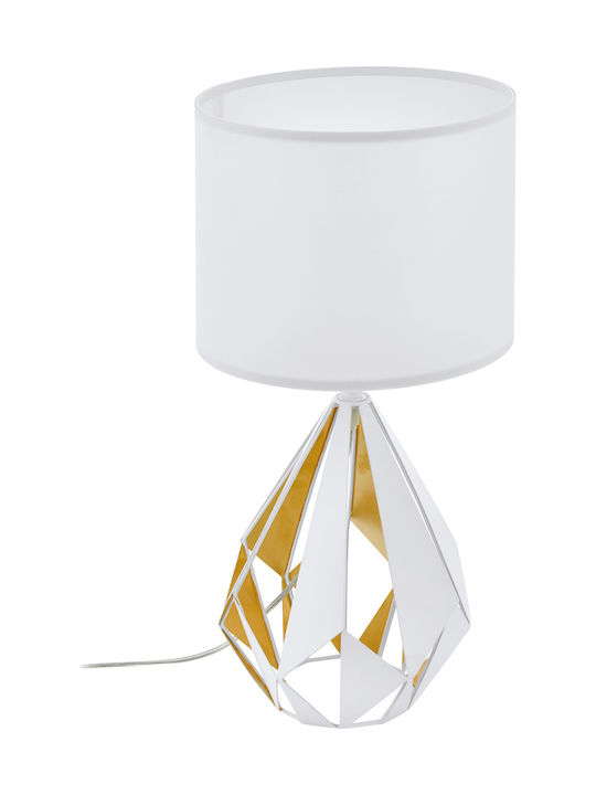 Eglo Carlton Metall Tischlampe für Fassung E27 mit Weiß Schirm und Basis