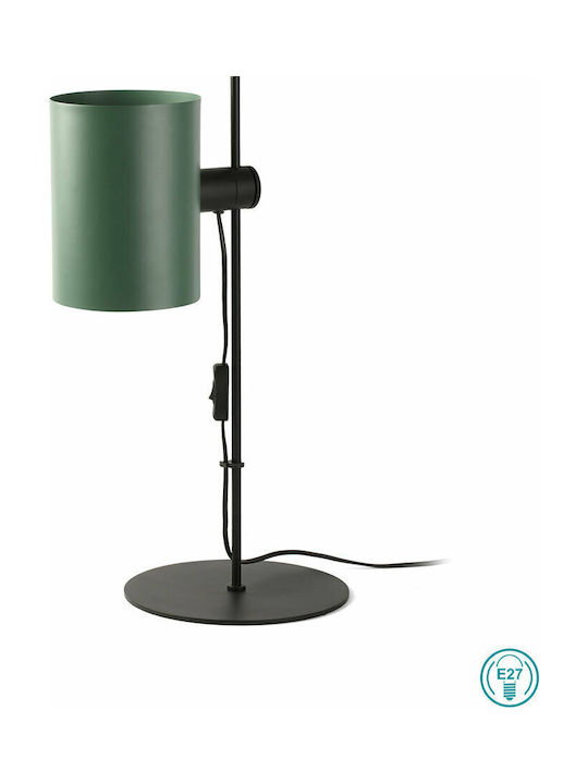 Faro Barcelona Guadalupe Metal Table Lamp for Socket E27 with Green Shade and Black Base