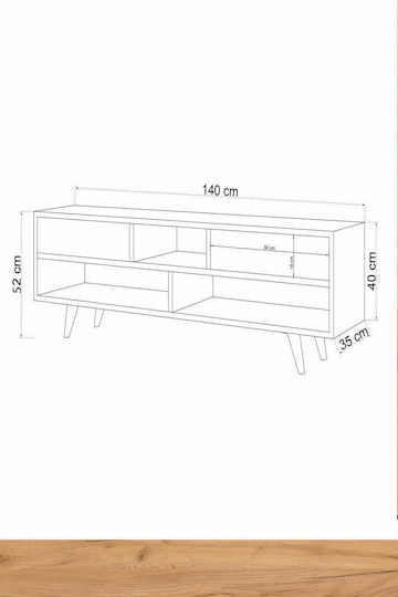 Stand TV Auriu L140xA35xÎ12cm