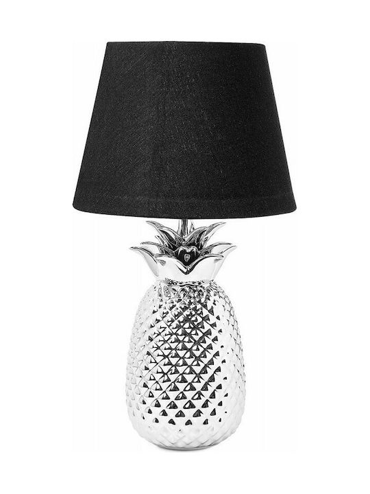 Navaris Pineapple Metal Table Lamp with Black Shade and Silver Base