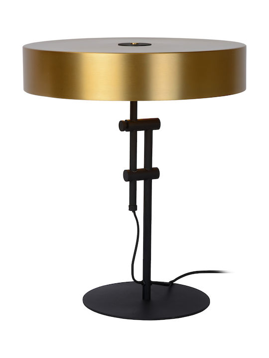 Lucide Lightning Giada Metal Vintage Table Lamp for Socket E27 with Gold Shade and Black Base