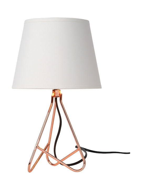 Lucide Lightning Gitta Μεταλλικό Πορτατίφ για Ντουί E14 με Λευκό Καπέλο και Μπρούτζινη Βάση