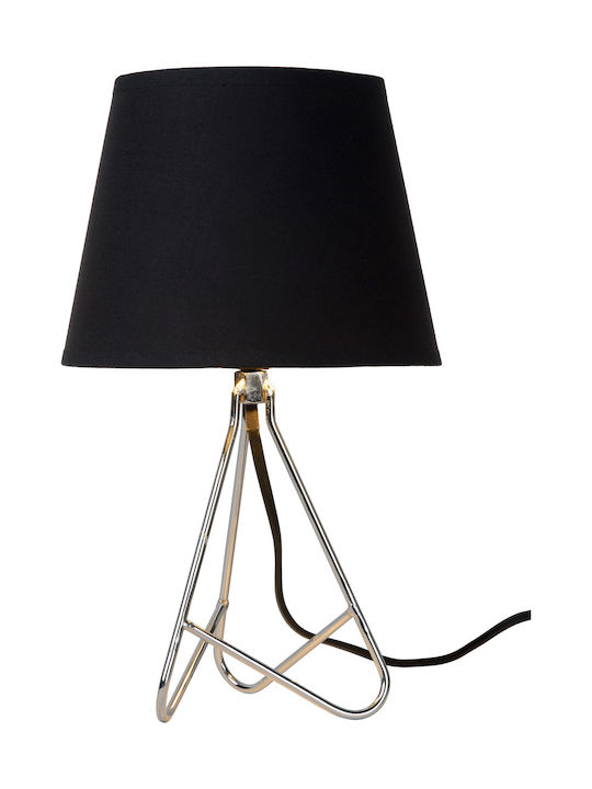 Lucide Lightning Gitta Metal Table Lamp for Socket E14 with Black Shade and Silver Base