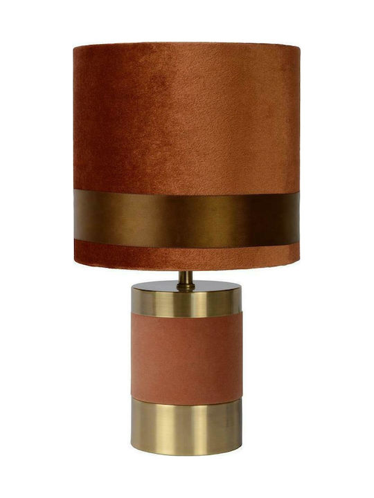 Lucide Lightning Extravaganza Frizzle Metal Table Lamp for Socket E14 with Brown Shade and Gold Base