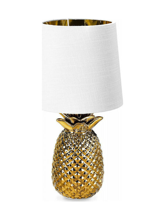 Navaris Pineapple Μεταλλικό Πορτατίφ για Ντουί E14 με Λευκό Καπέλο και Χρυσή Βάση