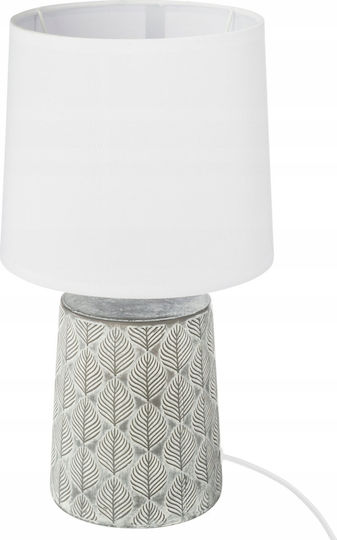 Atmosphera Cyril Ceramic Table Lamp with White Shade and Gray Base