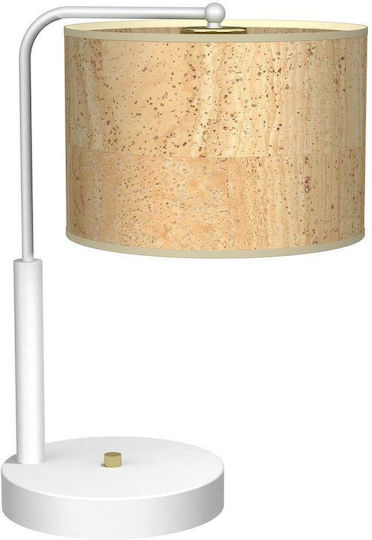 Eko Light Cork Πορτατίφ με Μπεζ Καπέλο και Λευκή Βάση