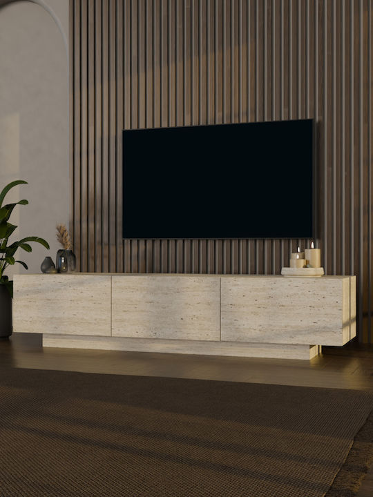 TV Stand with LED Lighting Ecru L130xD30xH45cm