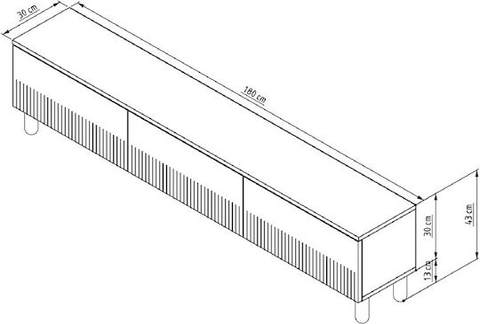 Έπιπλο Τηλεόρασης Πολύχρωμο Μ180xΠ30xΥ43cm