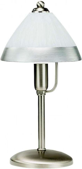 Inlight Metal Table Lamp for Socket E14 with White Shade and Silver Base