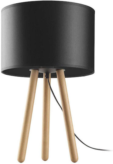 TK Lighting Tokyo Ξύλινο Πορτατίφ για Ντουί E27 με Μαύρο Καπέλο και Μπεζ Βάση