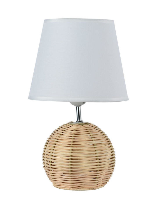ARlight TLC 6323 Lampă de masă pentru Soclu E27 cu Abajur Alb și Bază Maro