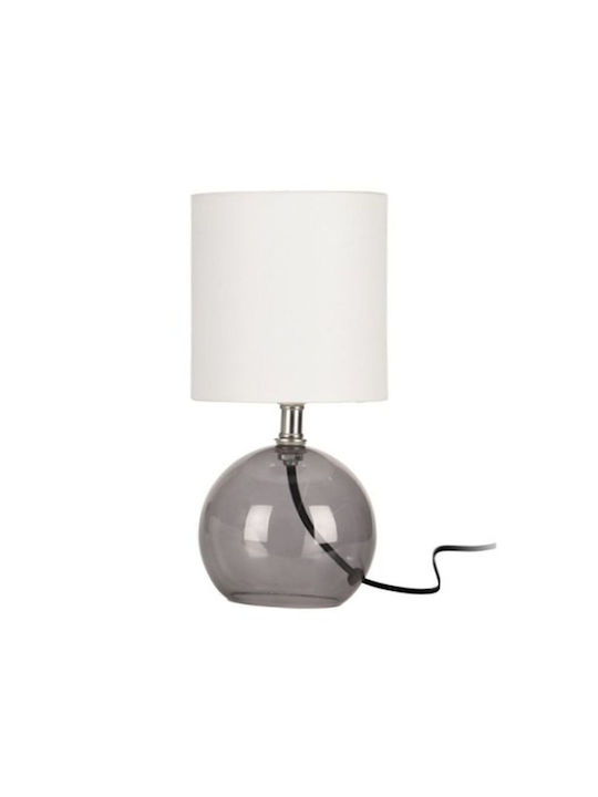 H&S H&S Glass Table Lamp for Socket E14 with White Shade and Transparent Base