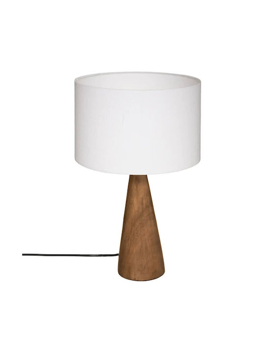 Atmosphera Aina Wooden Table Lamp for E27 Socket with Beige Shade and Base