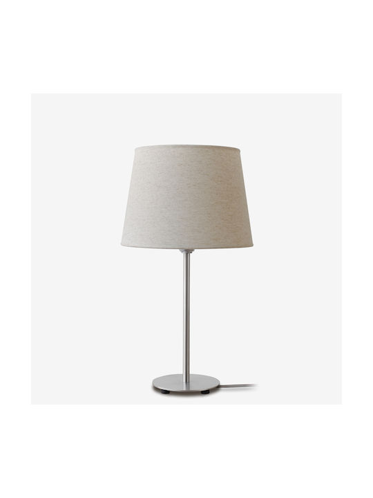 Veis Metal Table Lamp for Socket E14 with Beige Shade and Silver Base