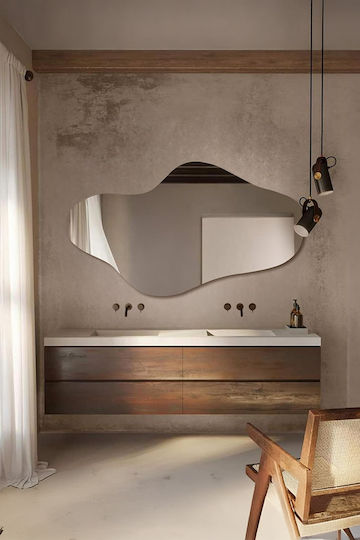 SteweHome Full-Length Asymmetric Yellow Wall Mirror with LED Lighting 130x75cm SteweHome Full-Length Asymmetric Yellow Wall Mirror with LED Lighting 130x75cm