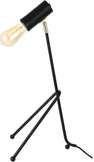 Luma Metal Lampă de masă pentru Soclu E27 cu Abajur Negru și Bază Auriu