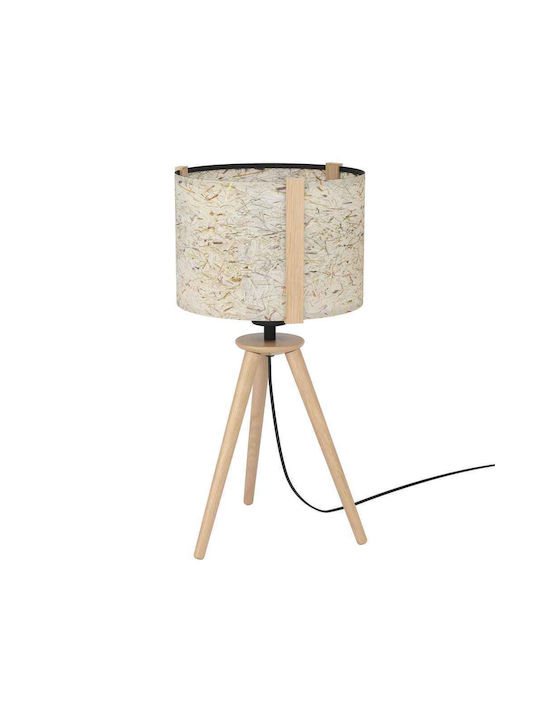 Eglo Wooden Table Lamp for E27 LED with Brown Shade and Base