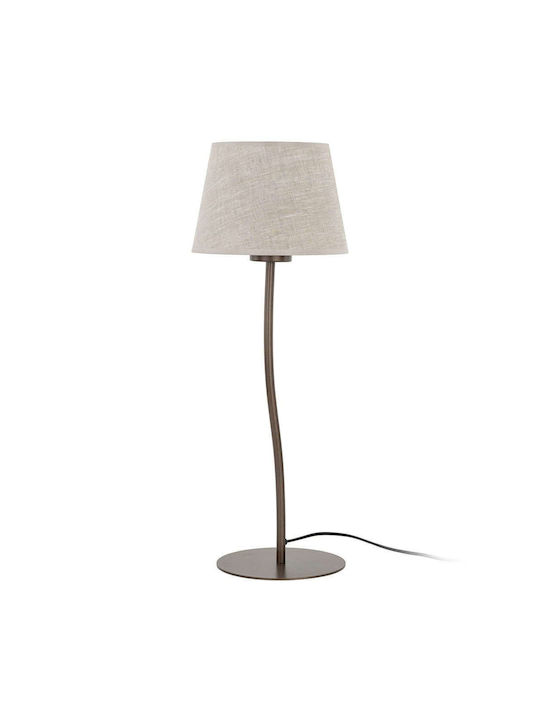 TK Lighting Fabric Table Lamp for Socket E27 with Gray Shade and Brown Base