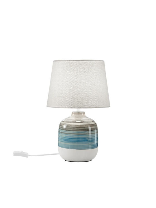 Fan Europe Apache Ceramic Table Lamp for E27 Socket with White Shade and Gray Base