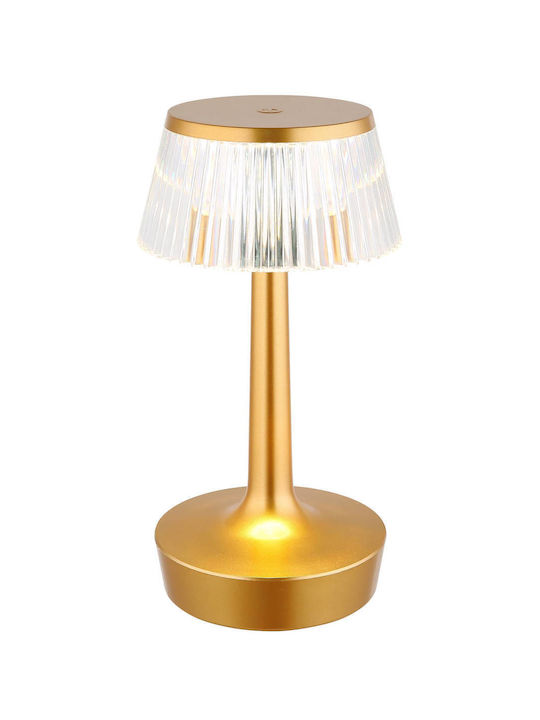 Globo Lighting Tischlampe LED mit Transparent Schirm und Gold Basis