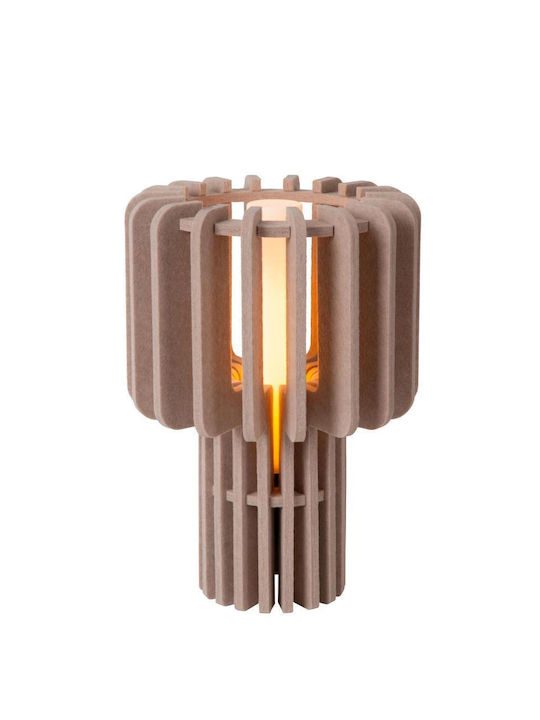 Lucide Lightning Rollo Μεταλλικό Πορτατίφ για Ντουί E27 με Καφέ Καπέλο και Βάση
